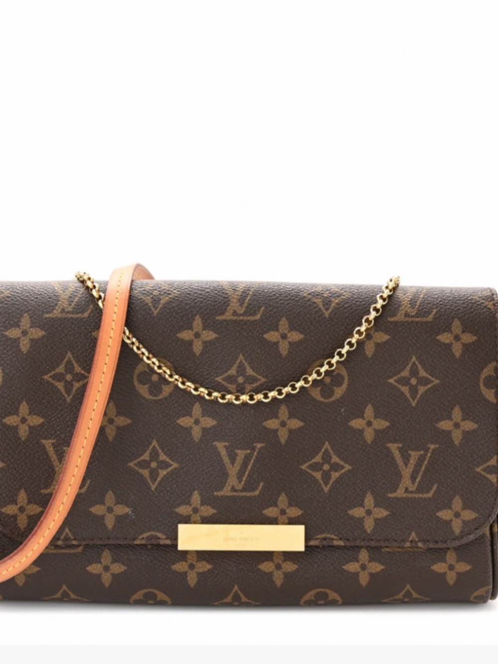 Louis Vuitton Authentic Monogram Crossbody Favorite MM Bag in Brown and Tan